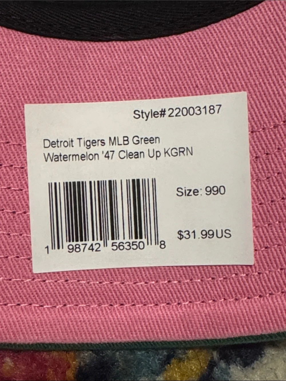 47 Green Baseball Cap with Pink Detroit D Logo